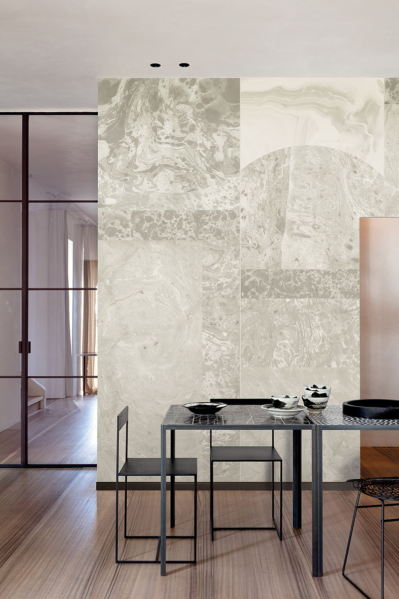 Marble wallpaper natural effect living room washable | Khrôma by Masureel