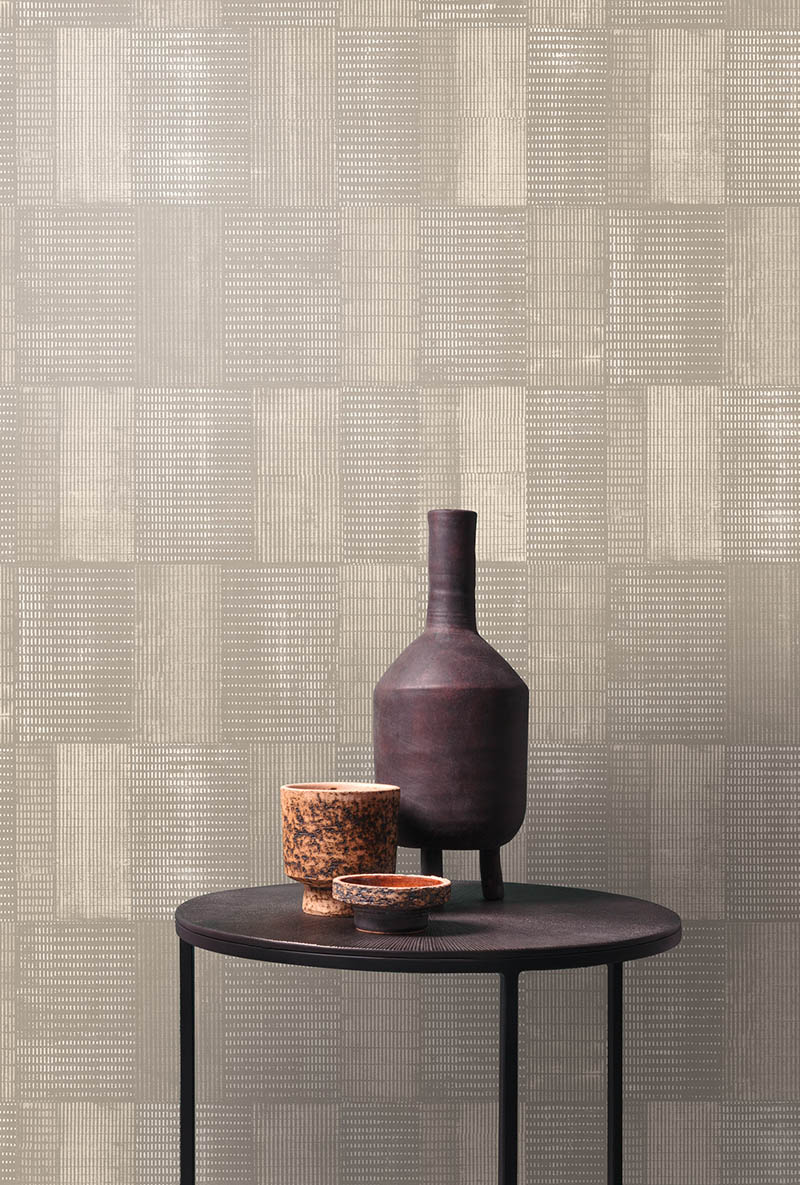 Beroep Netto Direct Beige geometrisch behang textuur | Khrôma by Masureel